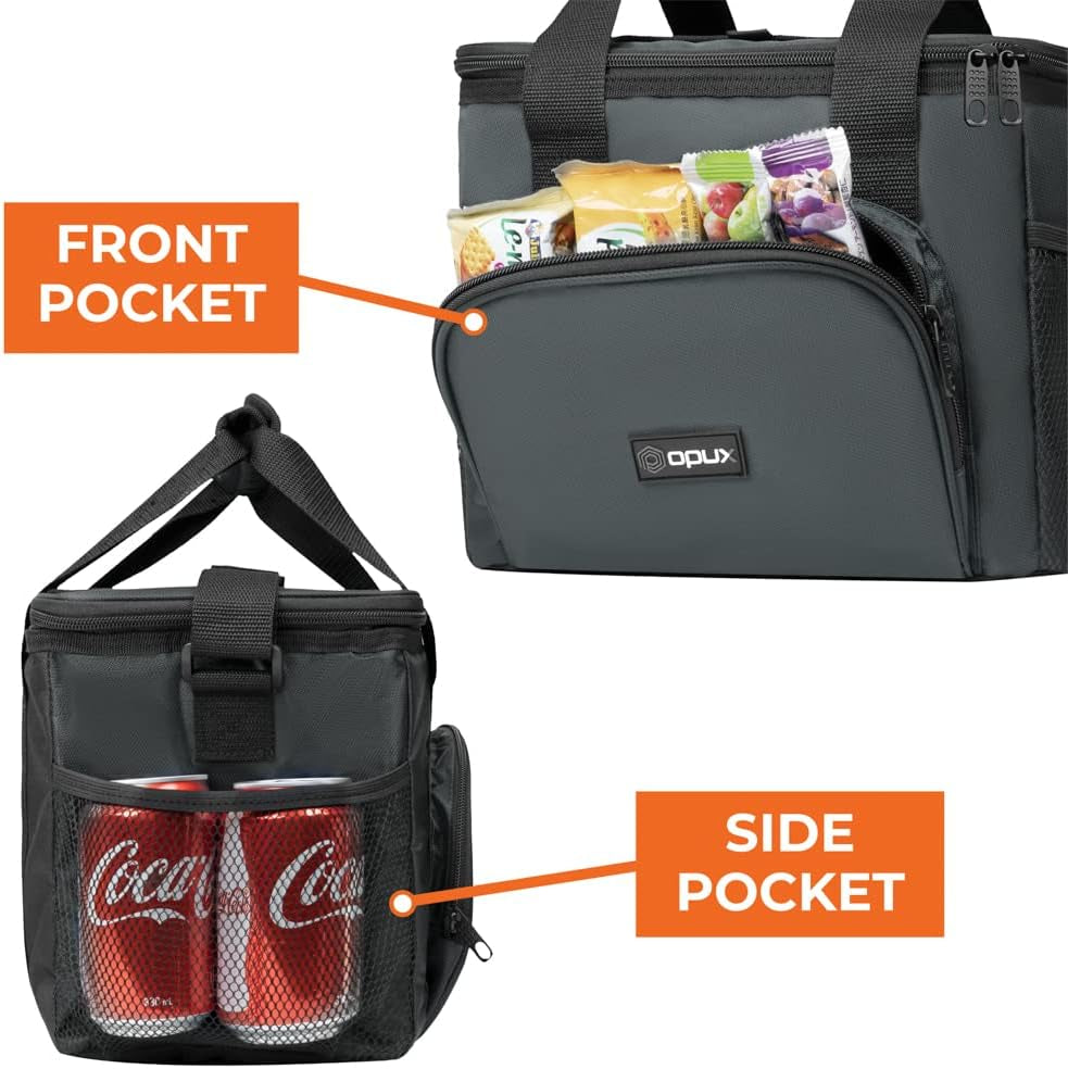 Soft Cooler Bag, Insulated Collapsible Soft Sided Cooler Lunch Cooler Bag for Men Work Camping Beach Travel, Leakproof Lunch Box 18 Cans, Gray