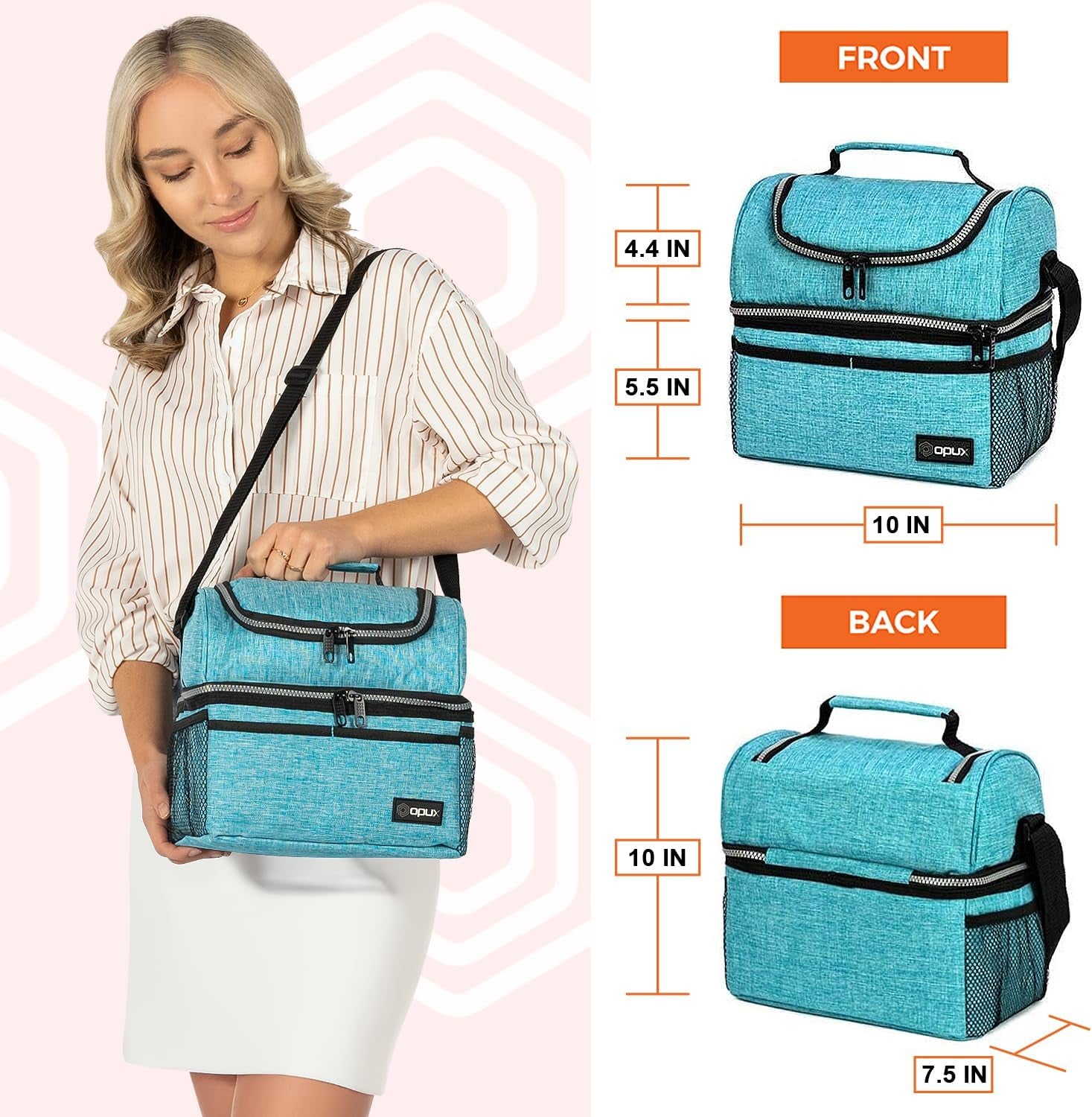 Lunch Box  Insulated Large Lunch Bag Adult Work, Aqua Turquoise 12L