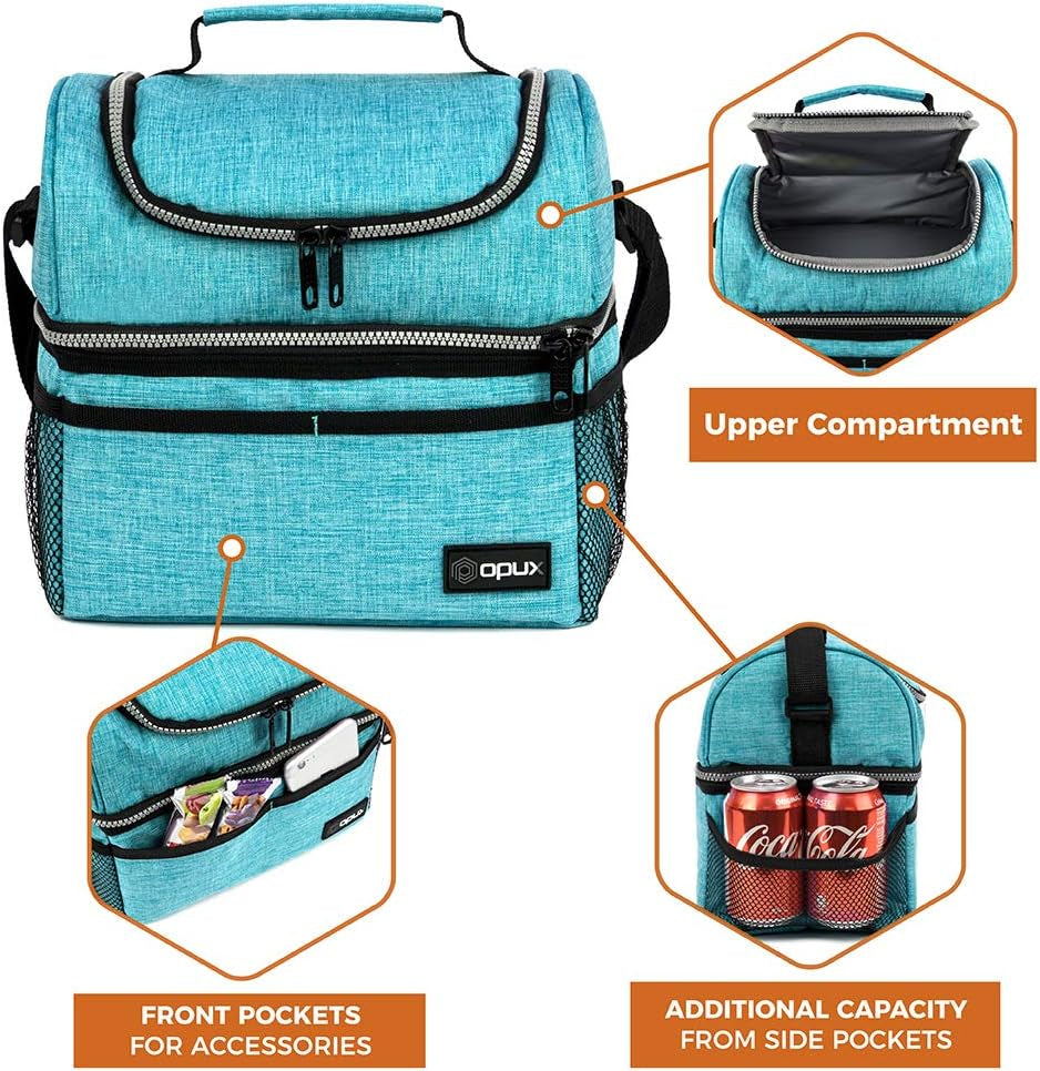 Lunch Box  Insulated Large Lunch Bag Adult Work, Aqua Turquoise 12L