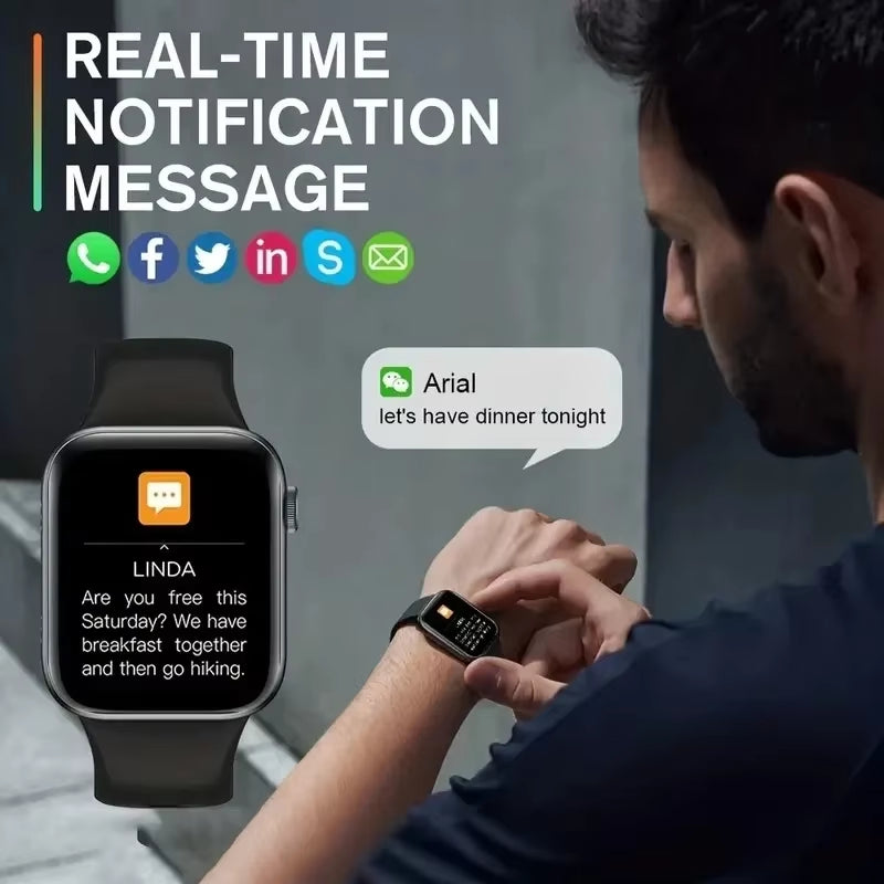 2025 New Smartwatch for Men Android IOS Phone 1.73" Screen Bluetooth Call Blood Oxygen Pressure Monitoring Smart Watch Women