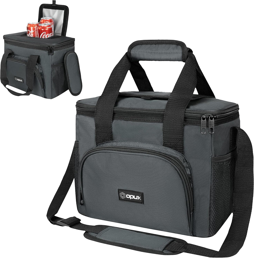 Soft Cooler Bag, Insulated Collapsible Soft Sided Cooler Lunch Cooler Bag for Men Work Camping Beach Travel, Leakproof Lunch Box 18 Cans, Gray