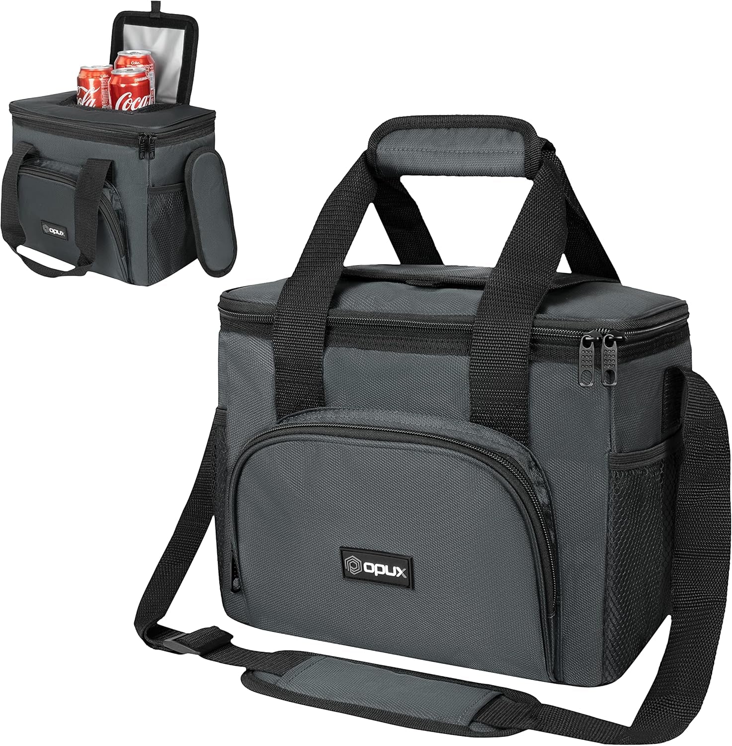 Soft Cooler Bag, Insulated Collapsible Soft Sided Cooler Lunch Cooler Bag for Men Work Camping Beach Travel, Leakproof Lunch Box 18 Cans, Gray