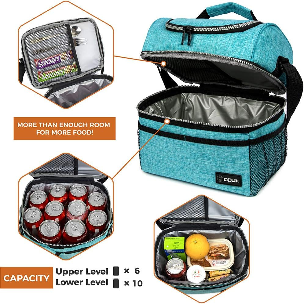 Lunch Box  Insulated Large Lunch Bag Adult Work, Aqua Turquoise 12L
