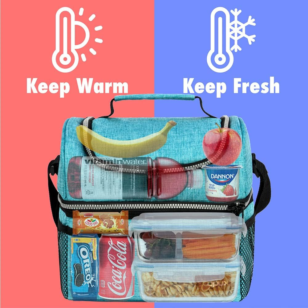 Lunch Box  Insulated Large Lunch Bag Adult Work, Aqua Turquoise 12L