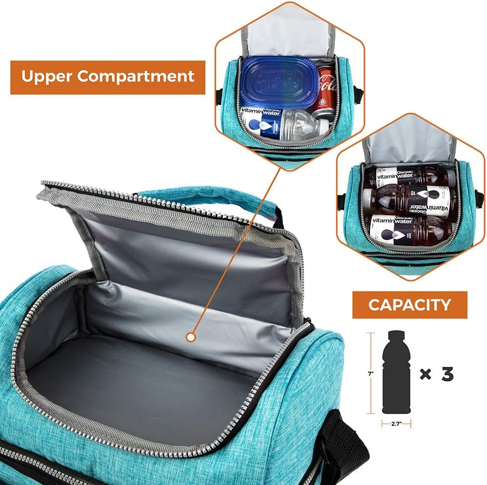 Lunch Box  Insulated Large Lunch Bag Adult Work, Aqua Turquoise 12L