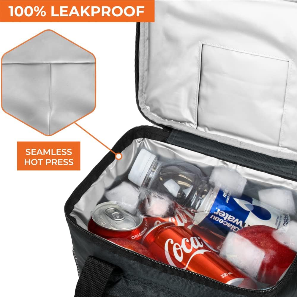 Soft Cooler Bag, Insulated Collapsible Soft Sided Cooler Lunch Cooler Bag for Men Work Camping Beach Travel, Leakproof Lunch Box 18 Cans, Gray