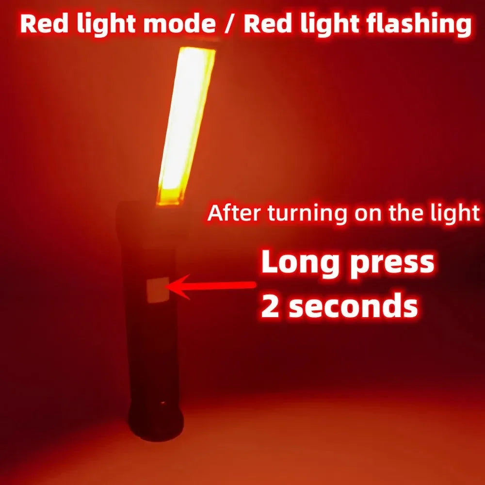 COB LED Folding Flashlight Portable Magnetic Work Light Lantern USB Rechargeable Emergency Repair Camping Torch Lamp with Hook