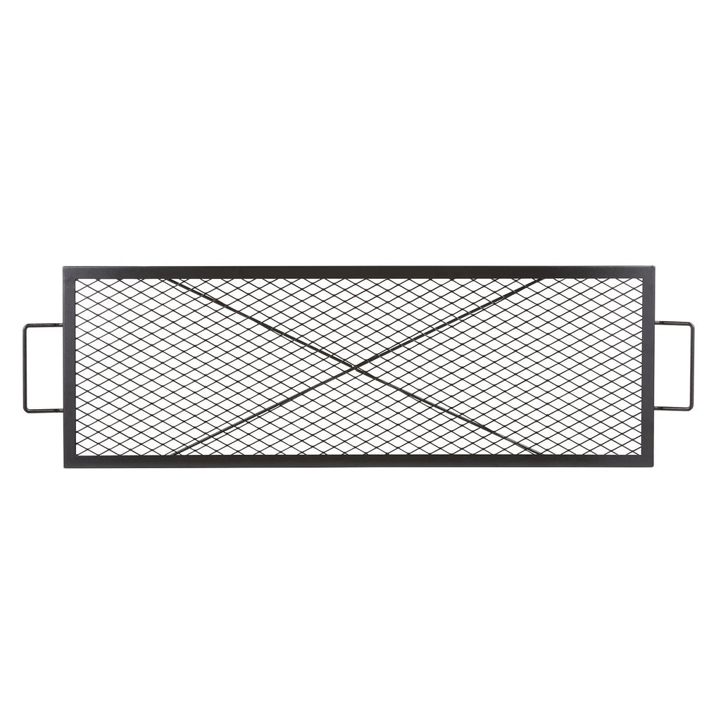44 Inch Black Rectangle Cooking Grate, Heavy Duty Steel Campfire Bbq Grill Grid