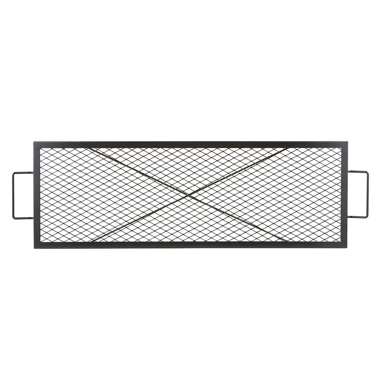 44 Inch Black Rectangle Cooking Grate, Heavy Duty Steel Campfire Bbq Grill Grid