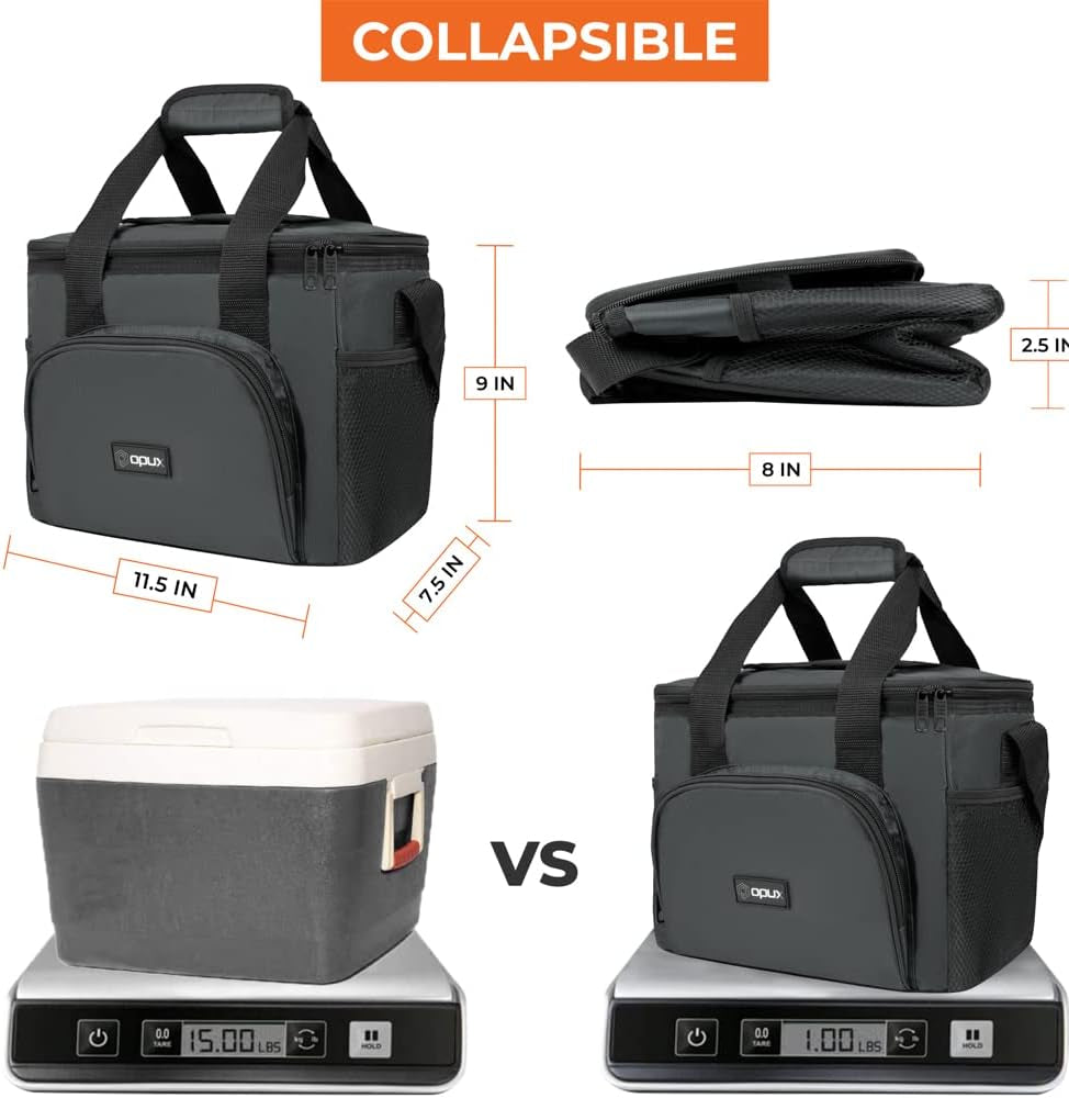 Soft Cooler Bag, Insulated Collapsible Soft Sided Cooler Lunch Cooler Bag for Men Work Camping Beach Travel, Leakproof Lunch Box 18 Cans, Gray
